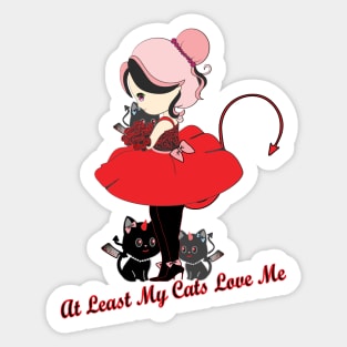 Cute Anime Girl with Demon Cats Sticker